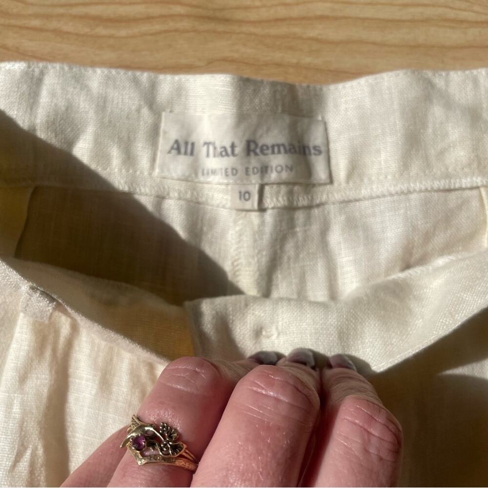 100% Linen All That Remains Relaxed Trouser Pants in Almond Beige US Size 6 NWOT - Picture 5 of 10